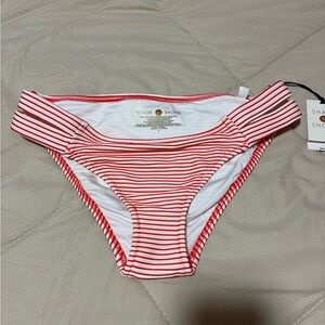 Shade & Shore Coral and White Striped Bikini Bottom